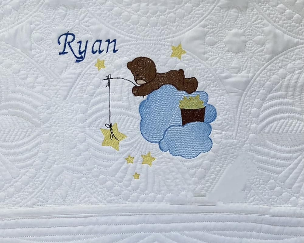 Teddy Bear Stars Personalized Baby Blanket